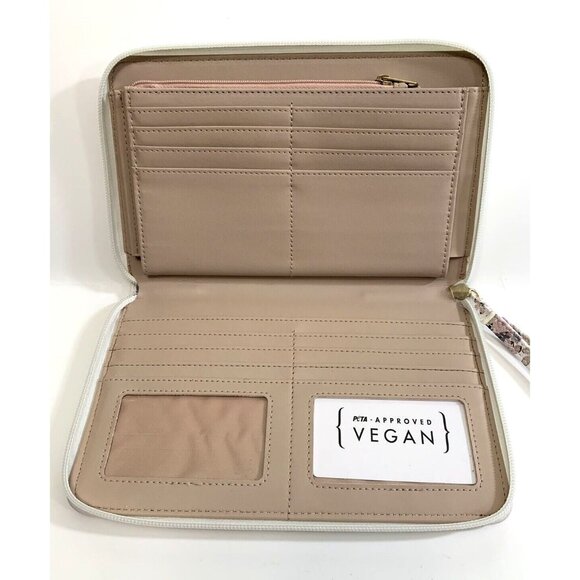 Laura Jones Wristlet Wallet Pink Flowers Zippers Card Slots Clear Window - Picture 10 of 12